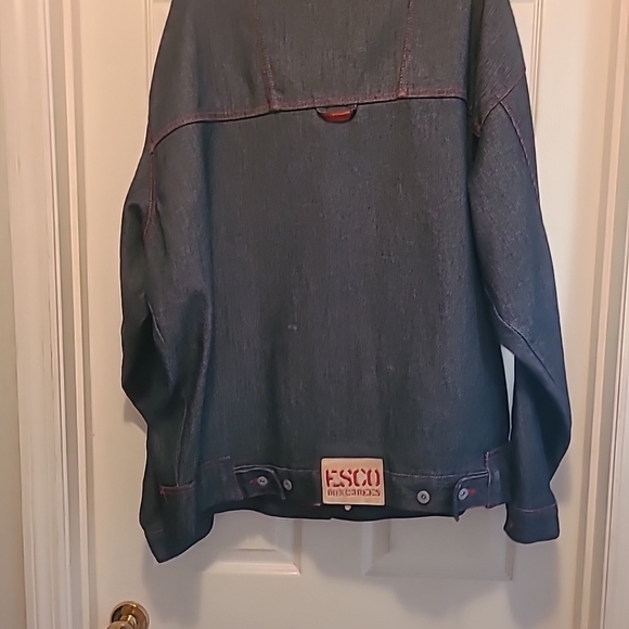 Vintage Willie Esco Navy Blue Jean Jacket with Red Stitching Size XL - Picture 2 of 6